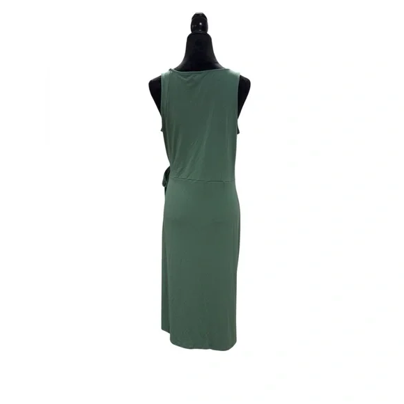 Ann Taylor Factory Green Side Tie Ruched Midi Sheath Dress Size Large - Picture 7 of 10